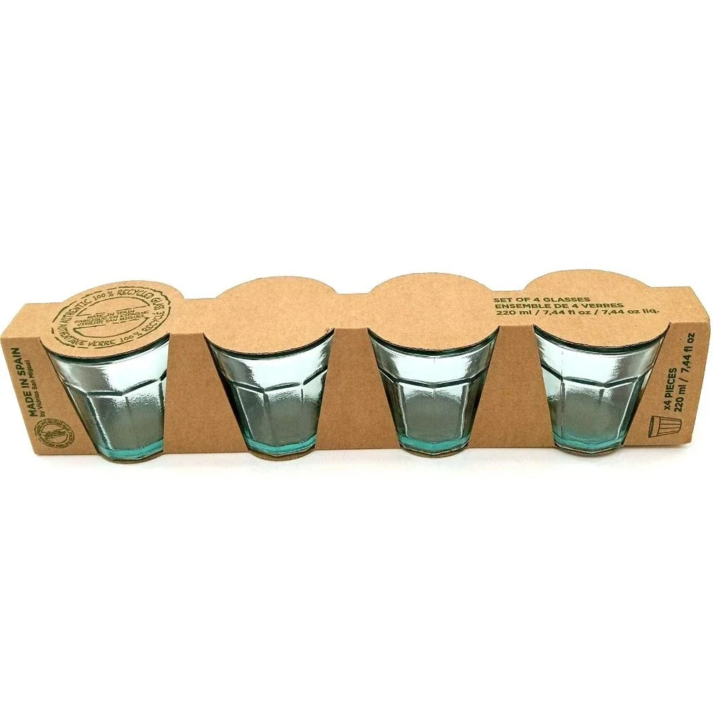 Vidrios San Miguel Green Recycled Glass Set of 4 Tumblers Spain 7.44 Ozs NIB